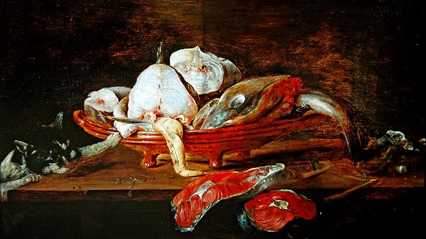 Stilleben med fisk av Alexander van Adriaenssen