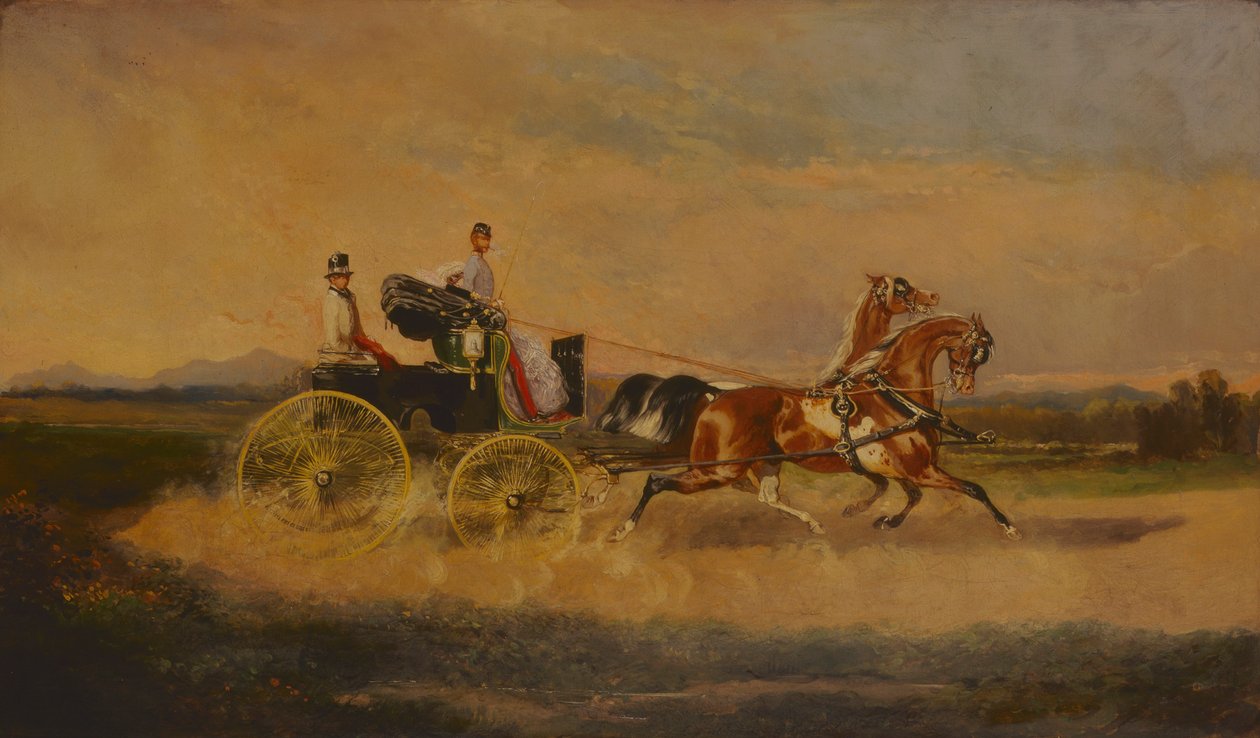 Keiser Franz Joseph I av Østerrike tok en tur med sitt faeton, 1864. av Alexander von Bensa