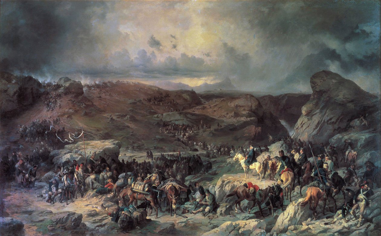 Army of Alexander Suvorov krysser St Gotthard-passet, september 1799 1800-tallet. av Alexander von Kotzebue