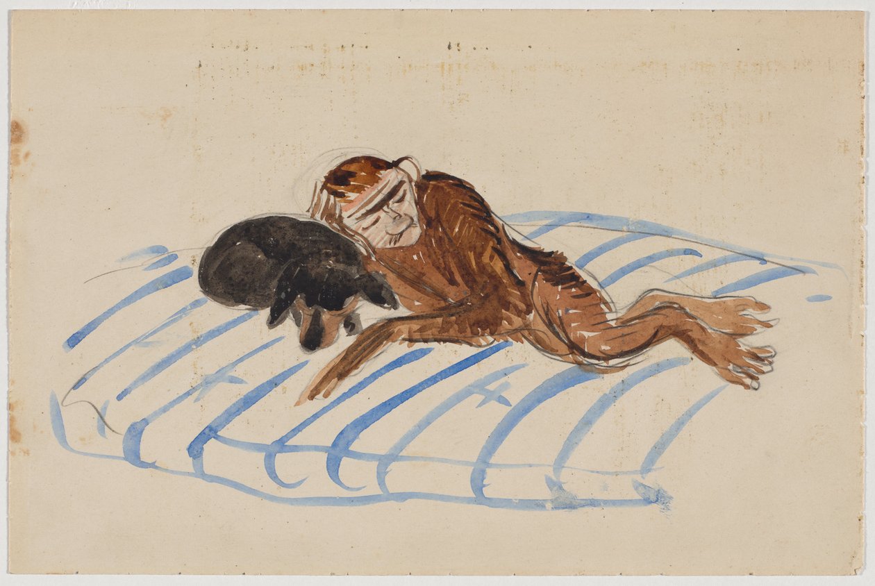 Selvportrett av kunstneren som en ape med Marianne von Werefkins dachs av Alexander von Salzmann