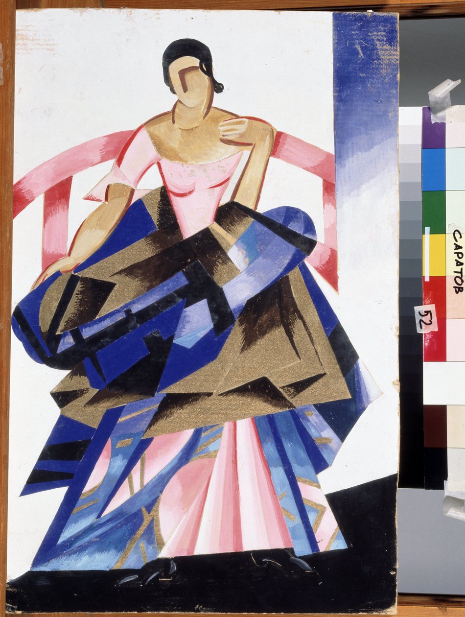 Teaterkostyme for karakteren Juliet i stykket ""Romeo og Julie"" av William Shakespeare. Gouache av Alexandra Alexandrovna Exter (1882-1949) 1921 State A. Radishchev Art Museum, Saratov av Alexandra Alexandrowna Exter