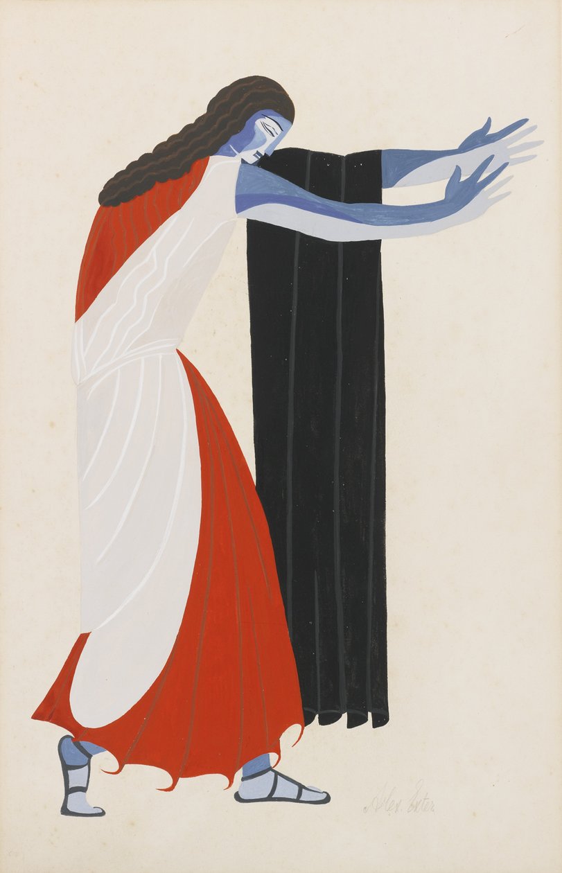 Kostymedesign for stykket Seven Against Thebes av Aeschylus, 1925 av Alexandra Alexandrowna Exter