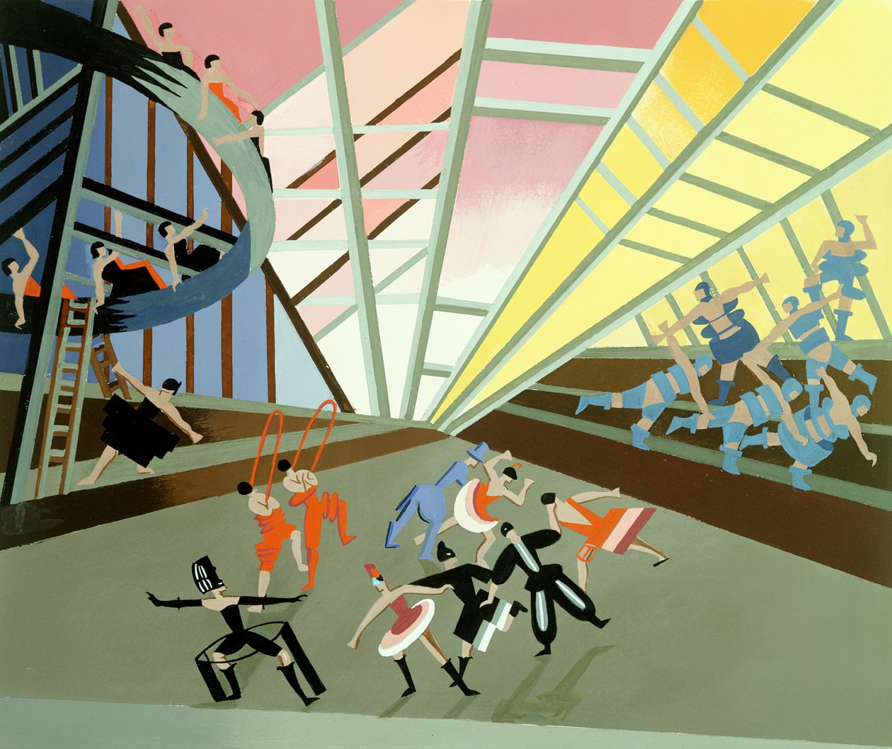 Lysprosjekt for en ballett, pub. 1930 (gouache på pochoir) av Alexandra Alexandrowna Exter