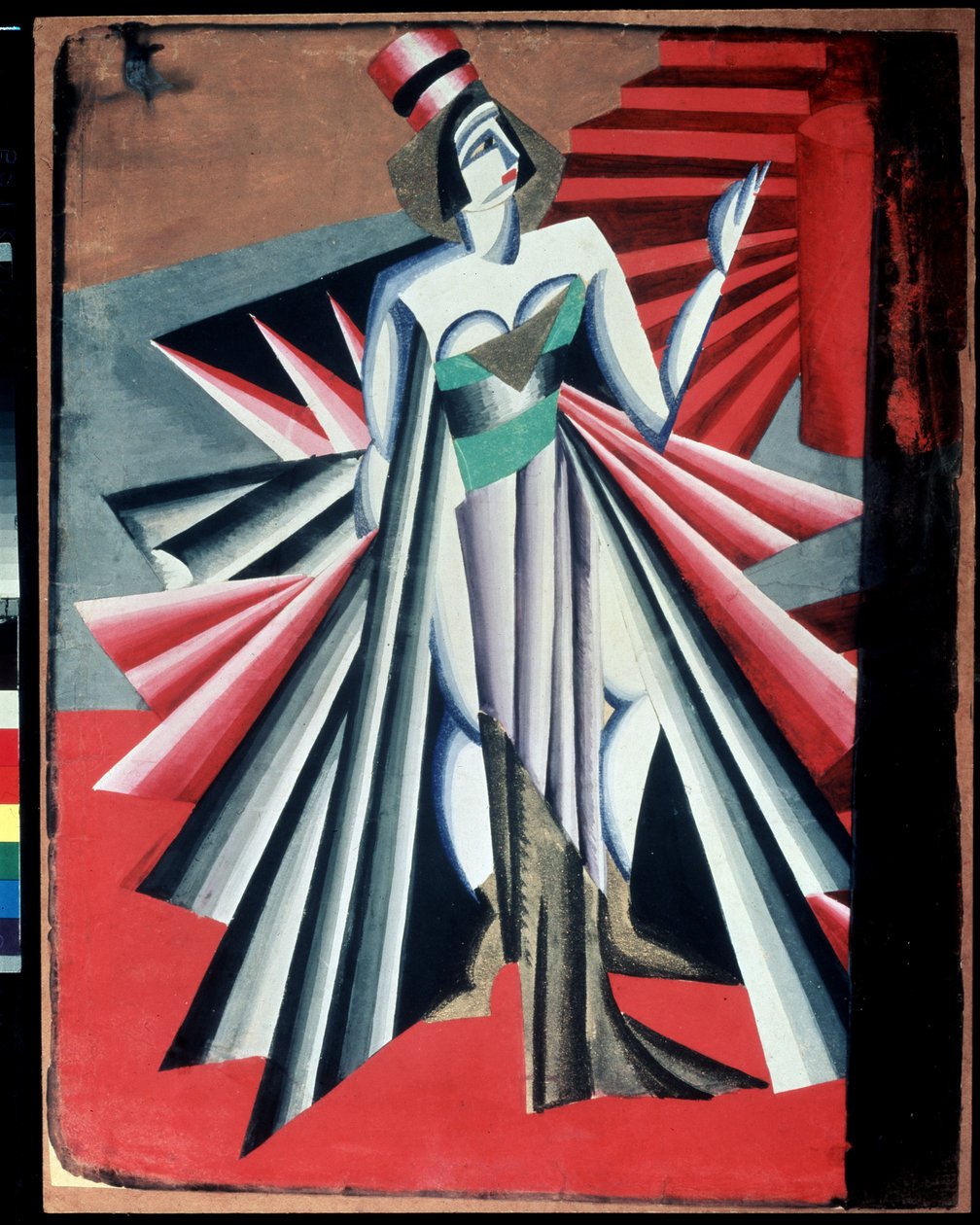 ""Character from Herodia"" Kostyme for karakterer fra stykket ""Salome"" av Oscar Wilde. Gouache av Alexandra Alexandrovna Exter (1882-1949) 1917 State Central A. Bakhrushin Theatre Museum, Moskva, Russland av Alexandra Alexandrowna Exter