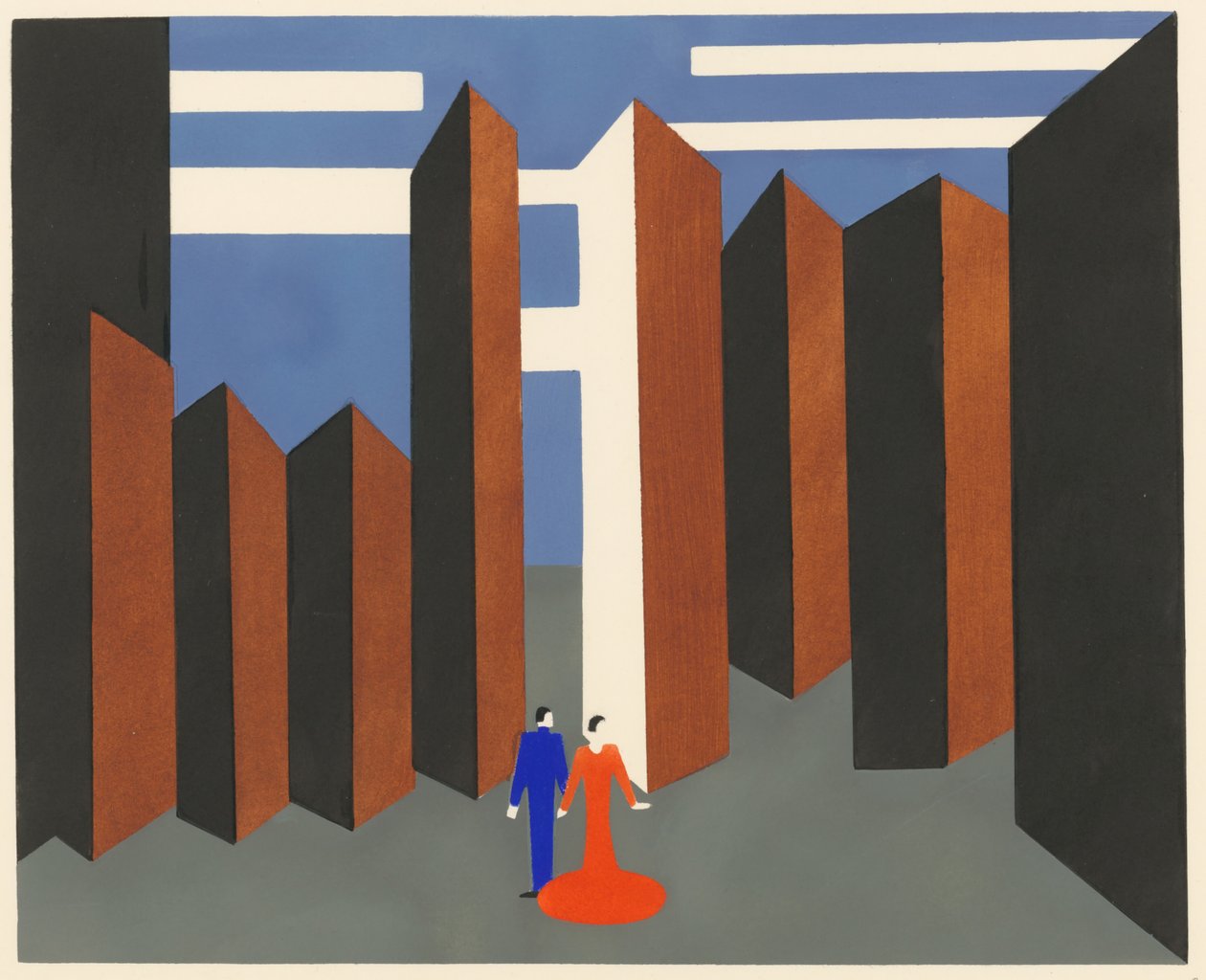 Naturskjønn design fra porteføljen Décors de Théâtre, 1930. av Alexandra Alexandrowna Exter
