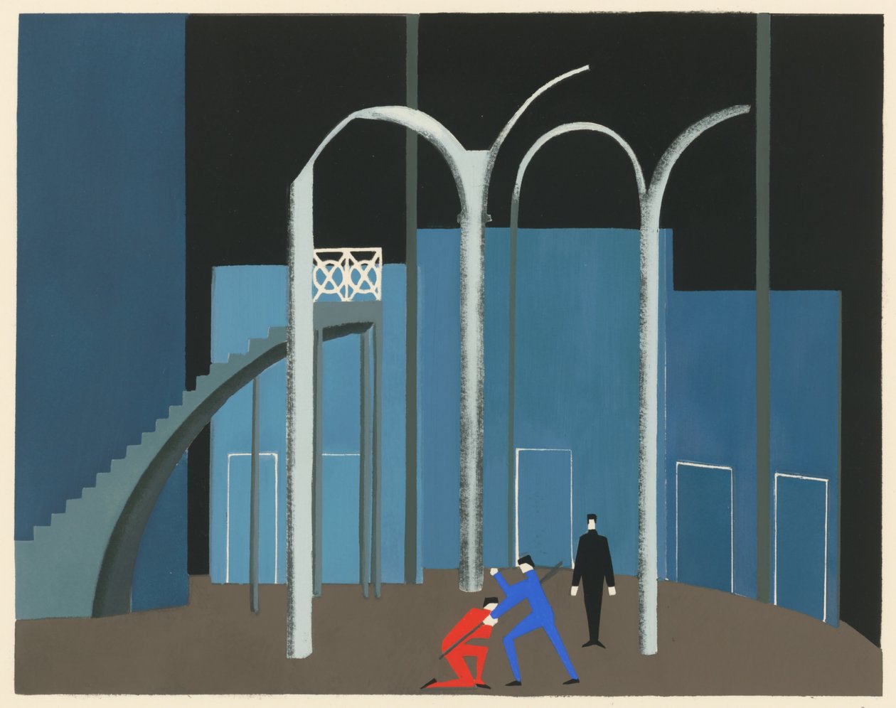 Naturskjønn design fra porteføljen Décors de Théâtre, 1930. av Alexandra Alexandrowna Exter