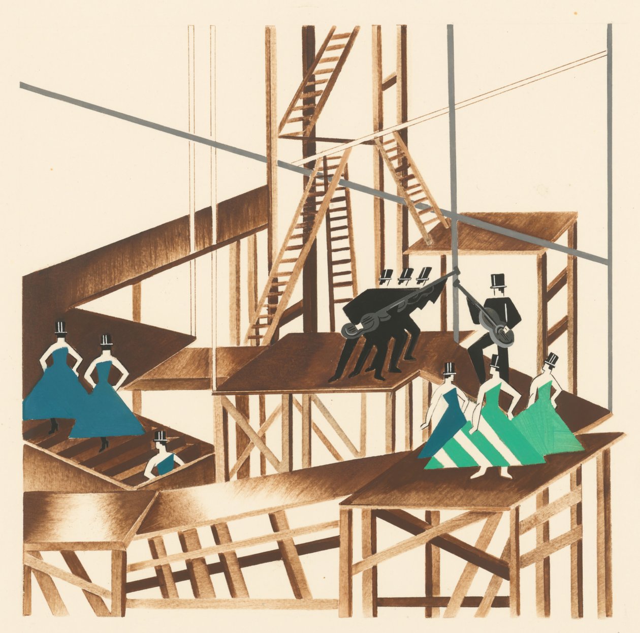 Naturskjønn design fra porteføljen Décors de Théâtre, 1930. av Alexandra Alexandrowna Exter
