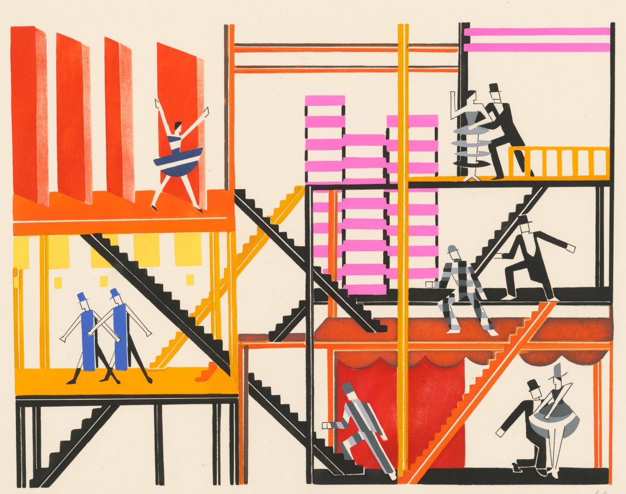 Naturskjønn design fra porteføljen Décors de Théâtre, 1930. av Alexandra Alexandrowna Exter