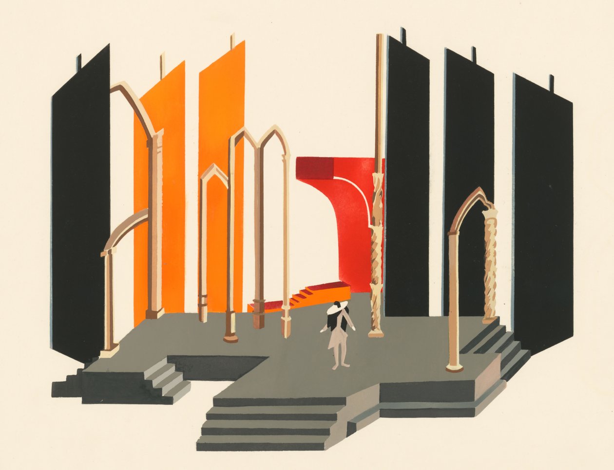 Naturskjønn design fra porteføljen Décors de Théâtre, 1930. av Alexandra Alexandrowna Exter