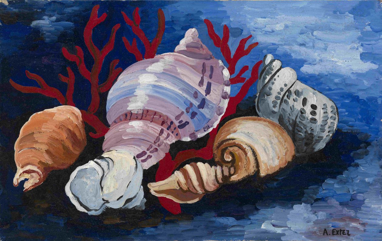 Stilleben med skjell, ca 1928 av Alexandra Alexandrowna Exter
