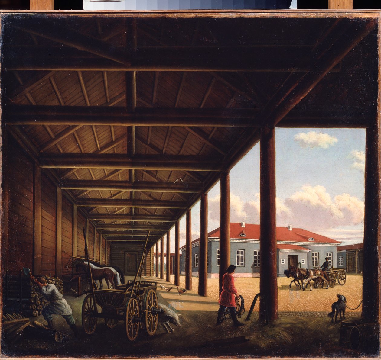 Stagecoach Station - Maleri av Alexandra Alexeyevna Venetsianova (1816-1882), olje på lerret, russisk kunst 1800-tallet - Regionalt kunstgalleri, Tver (Russland) av Alexandra Alexeyevna Venetsianova