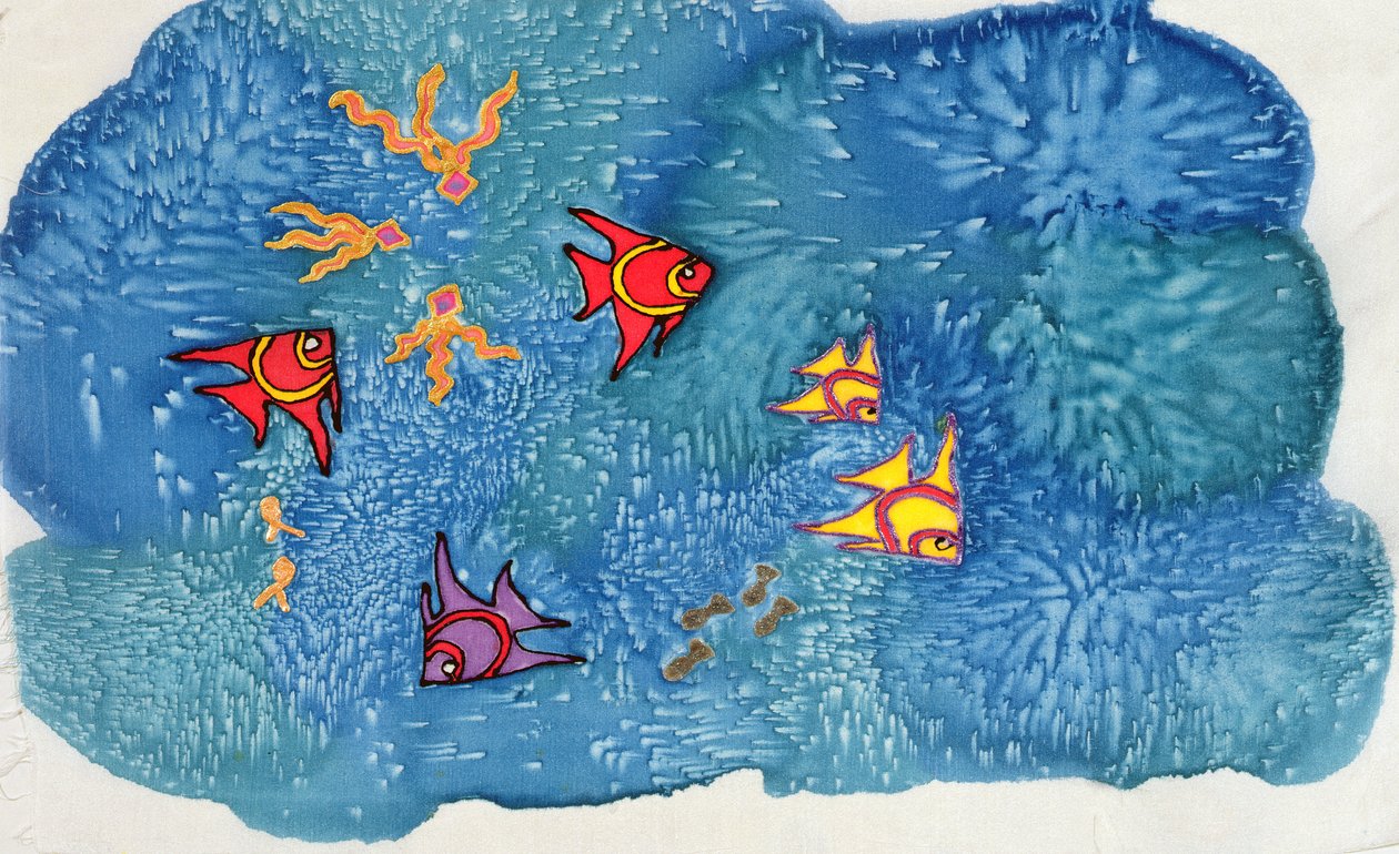 Fish, 1999 (painted silk) av Alexandra Cowan
