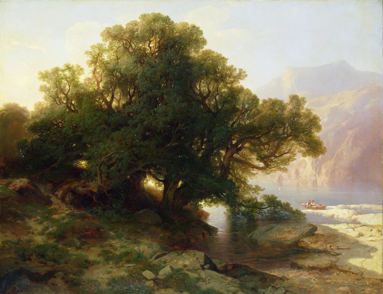Utsikt over innsjøen Thuner, 1854 av Alexandre Calame