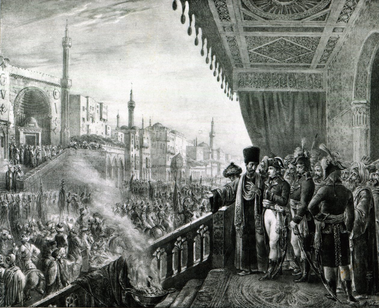 Napoleon Bonaparte (1769-1821) feiret bursdagen til profeten Mohammed i Kairo, under hans egyptiske kampanje, 1799 av Alexandre Marie Colin