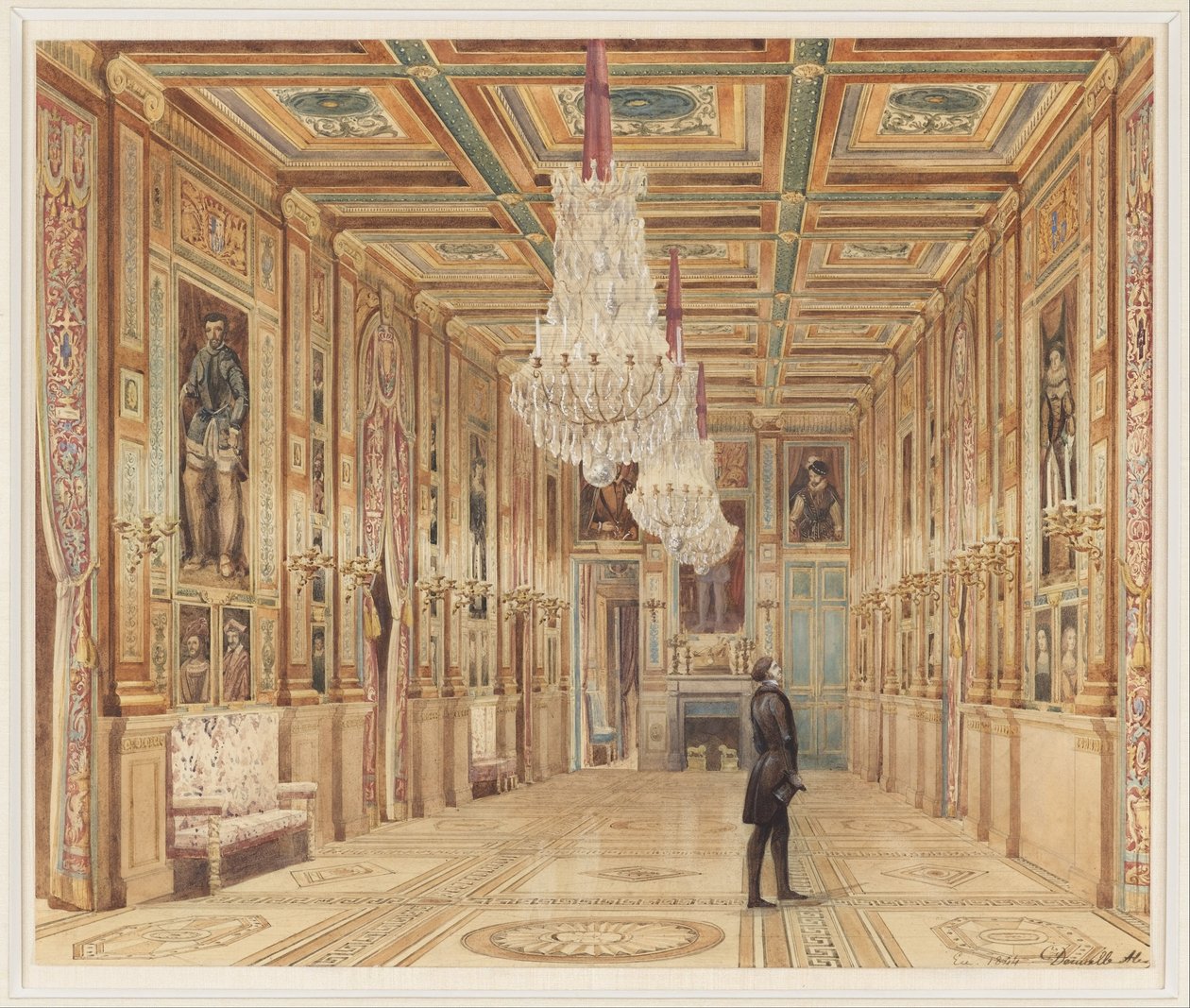 Utsikt over bildegalleriet på Château d
