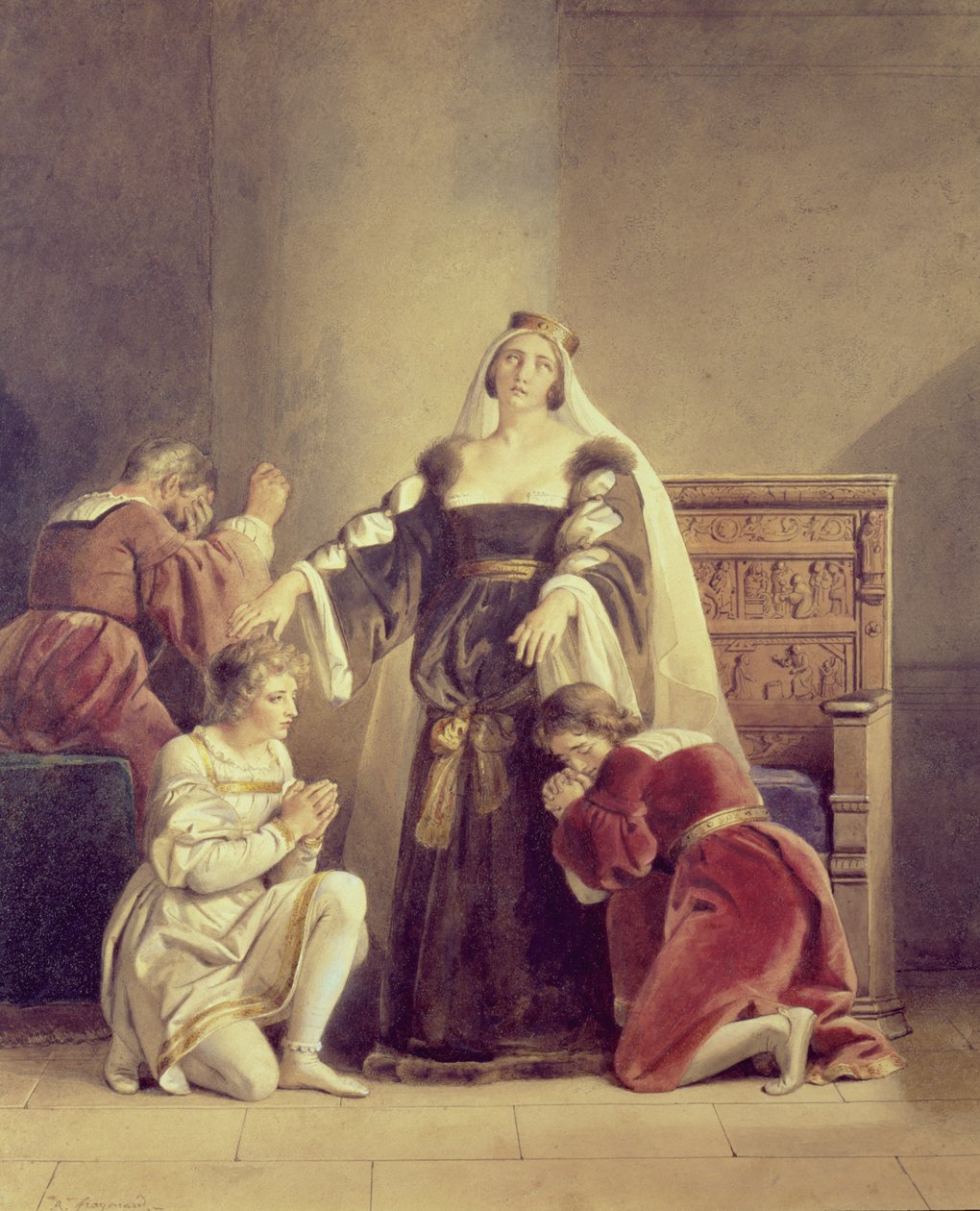 Dronning Elizabeth tar farvel med sønnene sine, 1800-tallet av Alexandre Evariste Fragonard