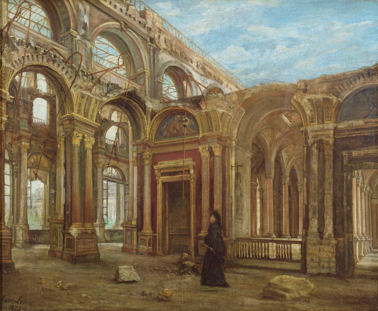 Tuileriene etter Paris-kommunen, 1871 av Alexandre Marre Lebrett