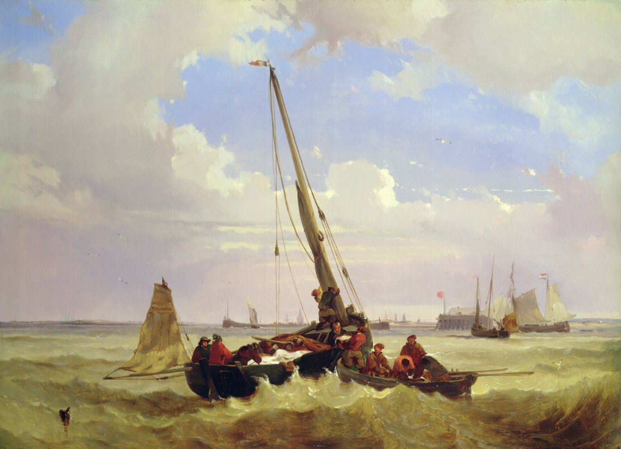 Fiskefartøy utenfor Calais (maleri) av Alexandre T. Francia