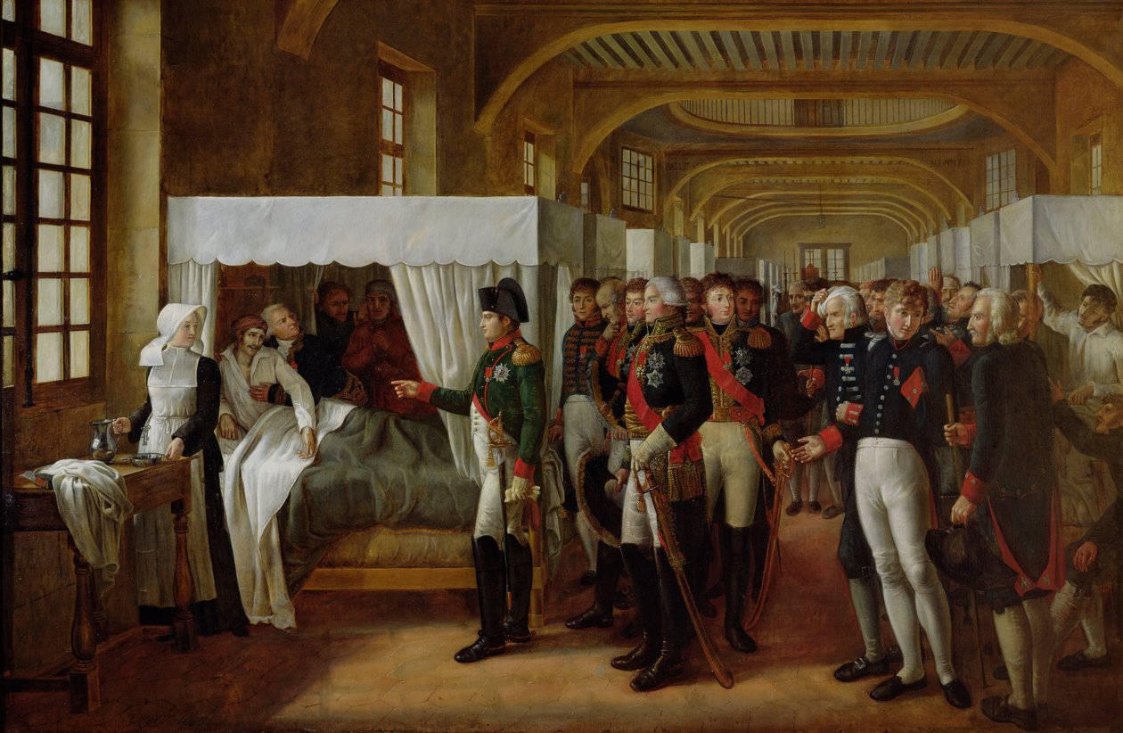Napoleon besøkte Infirmary of Invalides 11. februar 1808, 1809 av Alexandre Veron Bellecourt