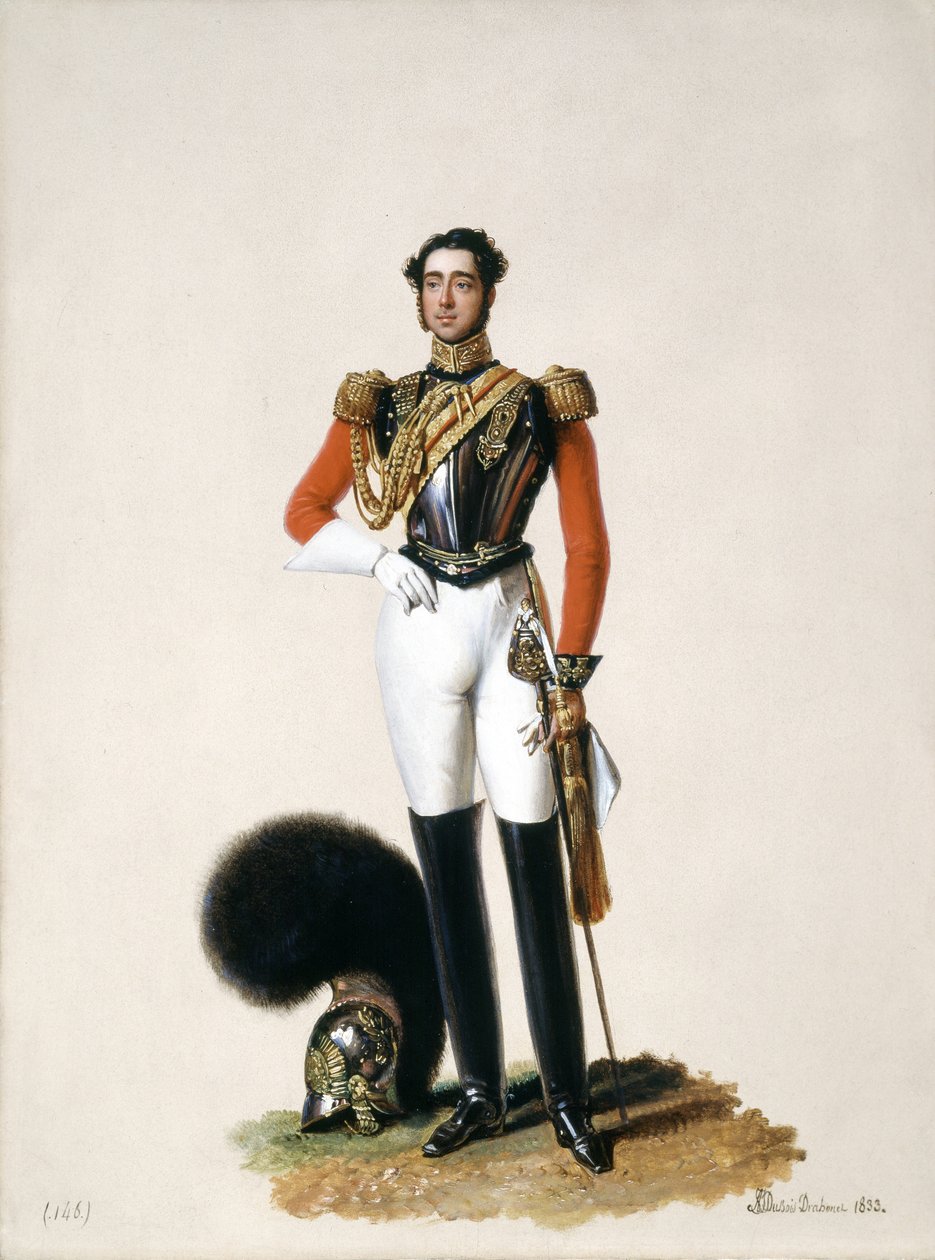Løytnant Thomas Myddleton Biddulph (1809-78) 1. livgarde, 1833 (olje på kvernbrett) av Alexandre-Jean Dubois Drahonet