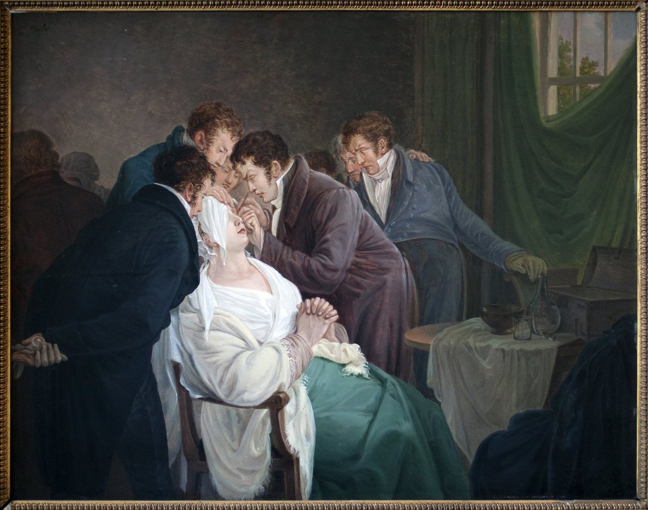 Operasjonen av grå stær av baron Guillaume Dupuytren (1777-1835). Maleri av Alexandre Jean Drahonet, pseudonym av Alexandre Jean Dubois (1791-1834), olje på tre av Alexandre Jean Dubois Drahonet