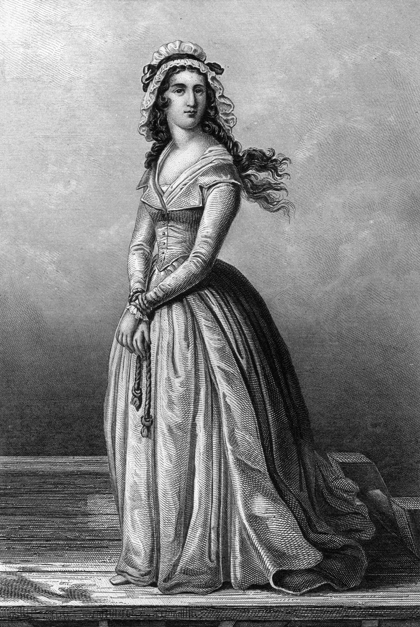 Charlotte Corday (1768-1793) Girondist under den franske revolusjonen, hun myrdet Jean Paul Marat 13. juli av Alexandre (after) Lacauchie