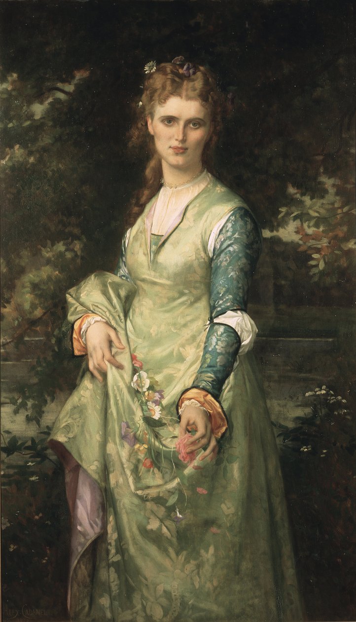 Christina Nilsson en Ophelie - Christina Nilsson (1843-1921) som Ophelia, av Cabanel, Alexandre (1823-1889). Olje på lerret av Alexandre Cabanel