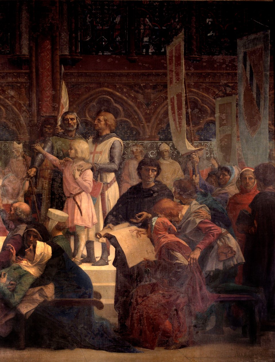 Kong Louis IX sa at Saint Louis (1214-1270) yter rettferdighet Maleri av Alexandre Cabanel (1823-1889) 1800-tallets Paris, Pantheon av Alexandre Cabanel