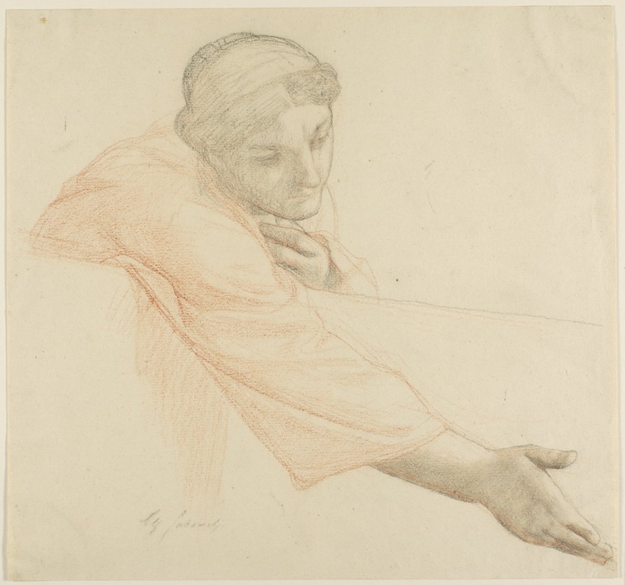 Woman Reaching Over a Wall, studie for The Life of Saint Louis, King of France av Alexandre Cabanel