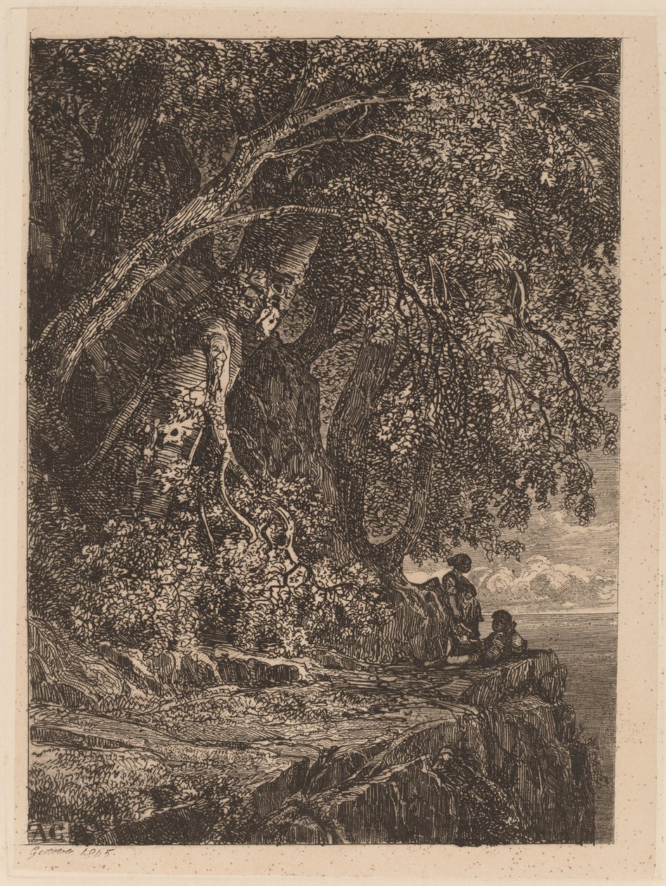 Par hviler på en klippe av Alexandre Calame
