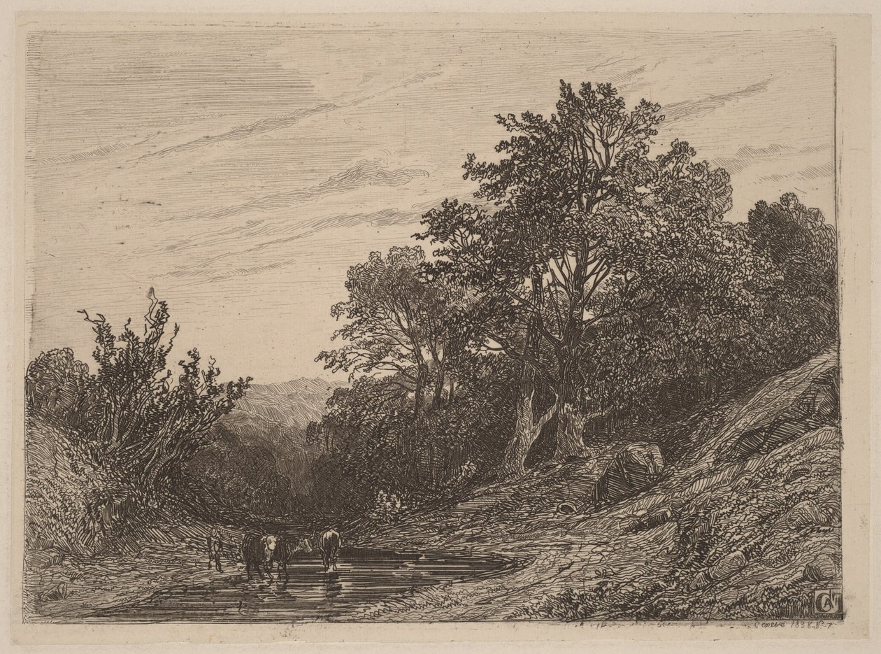 Flokk i en bekk av Alexandre Calame