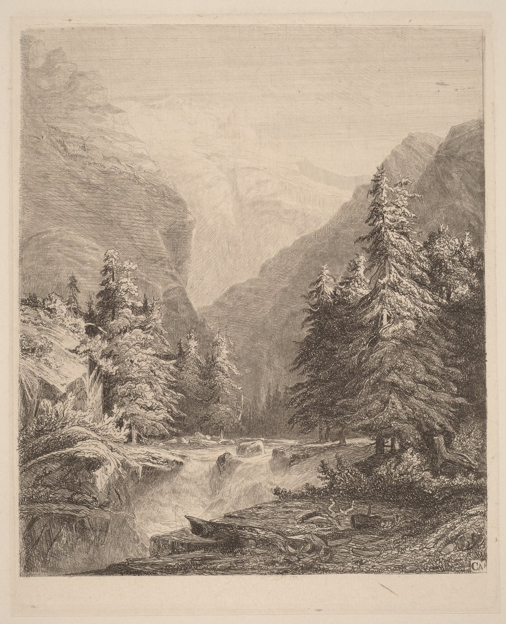 Fjellfossefall av Alexandre Calame