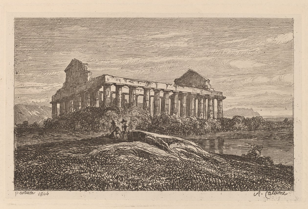 Ruiner ved Paestum av Alexandre Calame