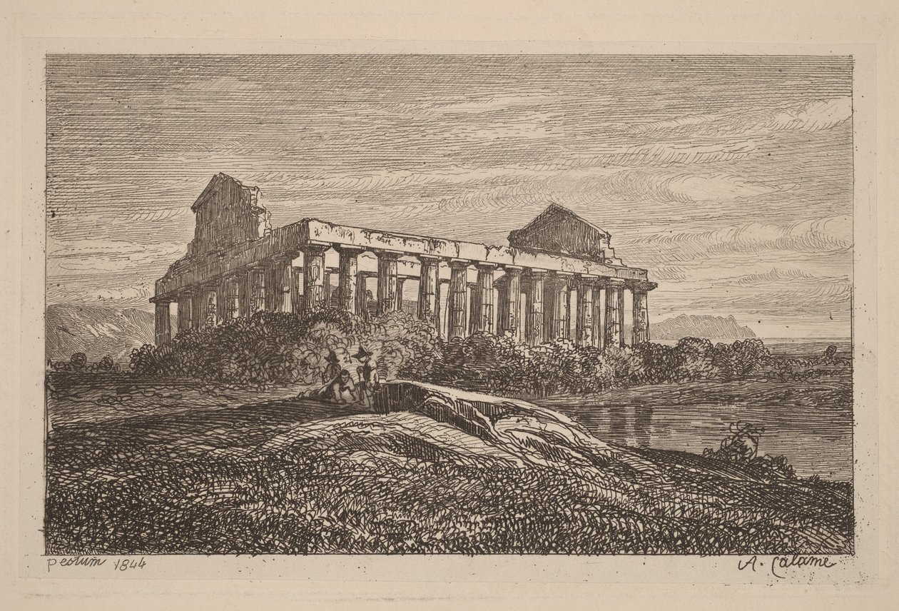 Ruiner ved Paestum av Alexandre Calame