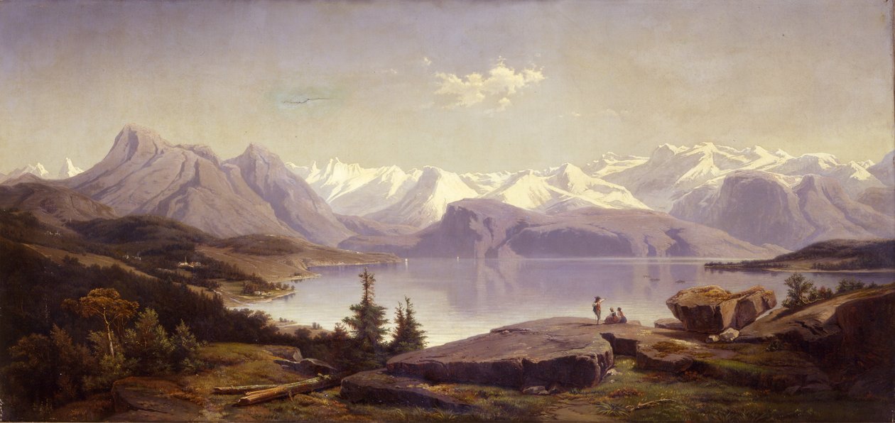 Sveitsisk landskap med innsjø av Alexandre Calame