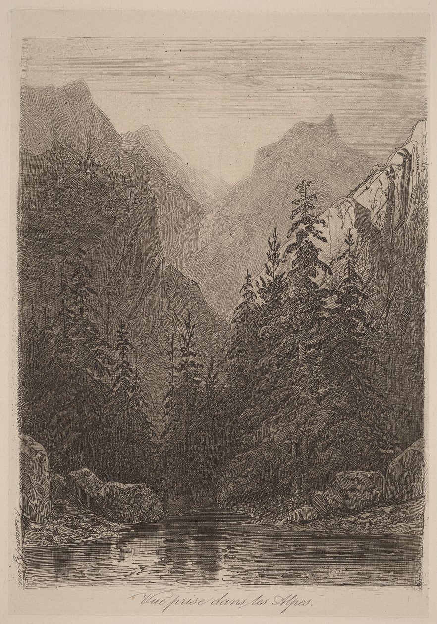 Utsikt i Alpene av Alexandre Calame