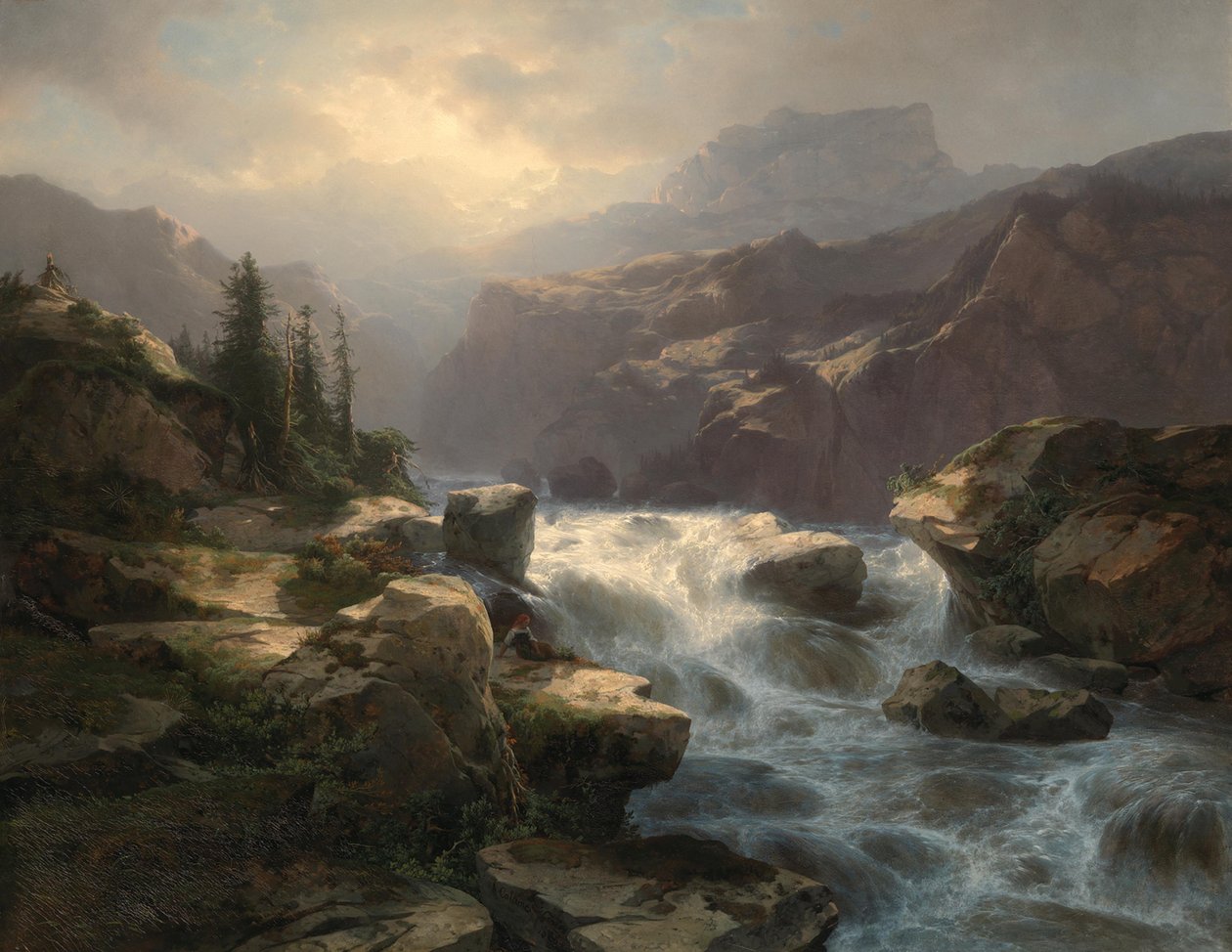 Handeckfossen ved Grimsel av Alexandre Calame
