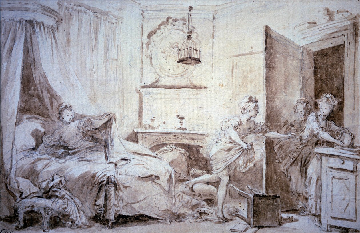 Ma shirt burn Tegning i vask av Alexandre Evariste Fragonard (1780-1850) 1700-tallet Søn. 0,24x0,37 m Paris, musee du Louvre av Alexandre Evariste Fragonard