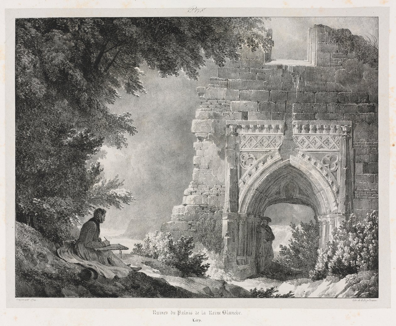 Pittoreske og romantiske reiser i det gamle Frankrike: Ruinene av Palace of the White Queen, 1824. av Alexandre Evariste Fragonard