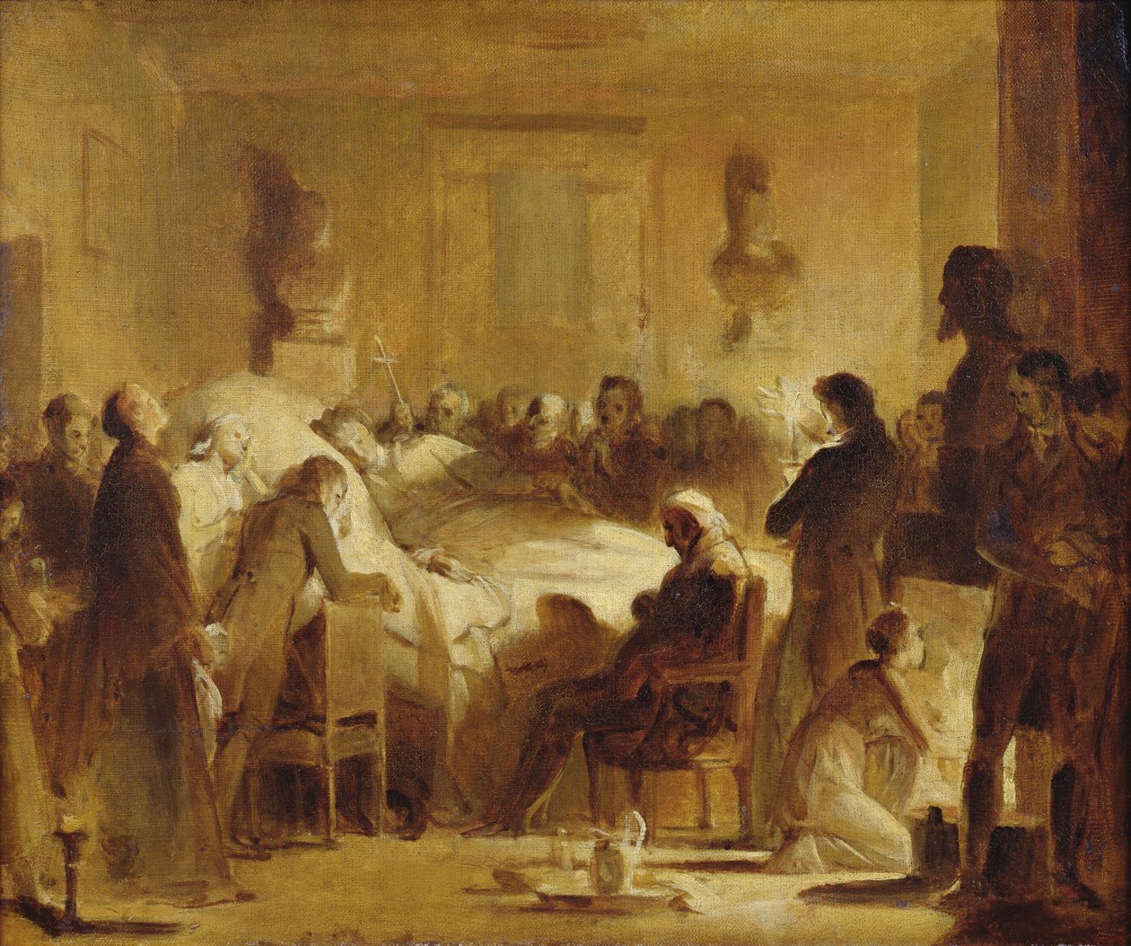 De siste øyeblikkene til Charles-Ferdinand av Frankrike (1778-1820) i administrasjonsrommet i Paris Opera House, 14. februar 1820, 1820-50 av Alexandre Evariste Fragonard