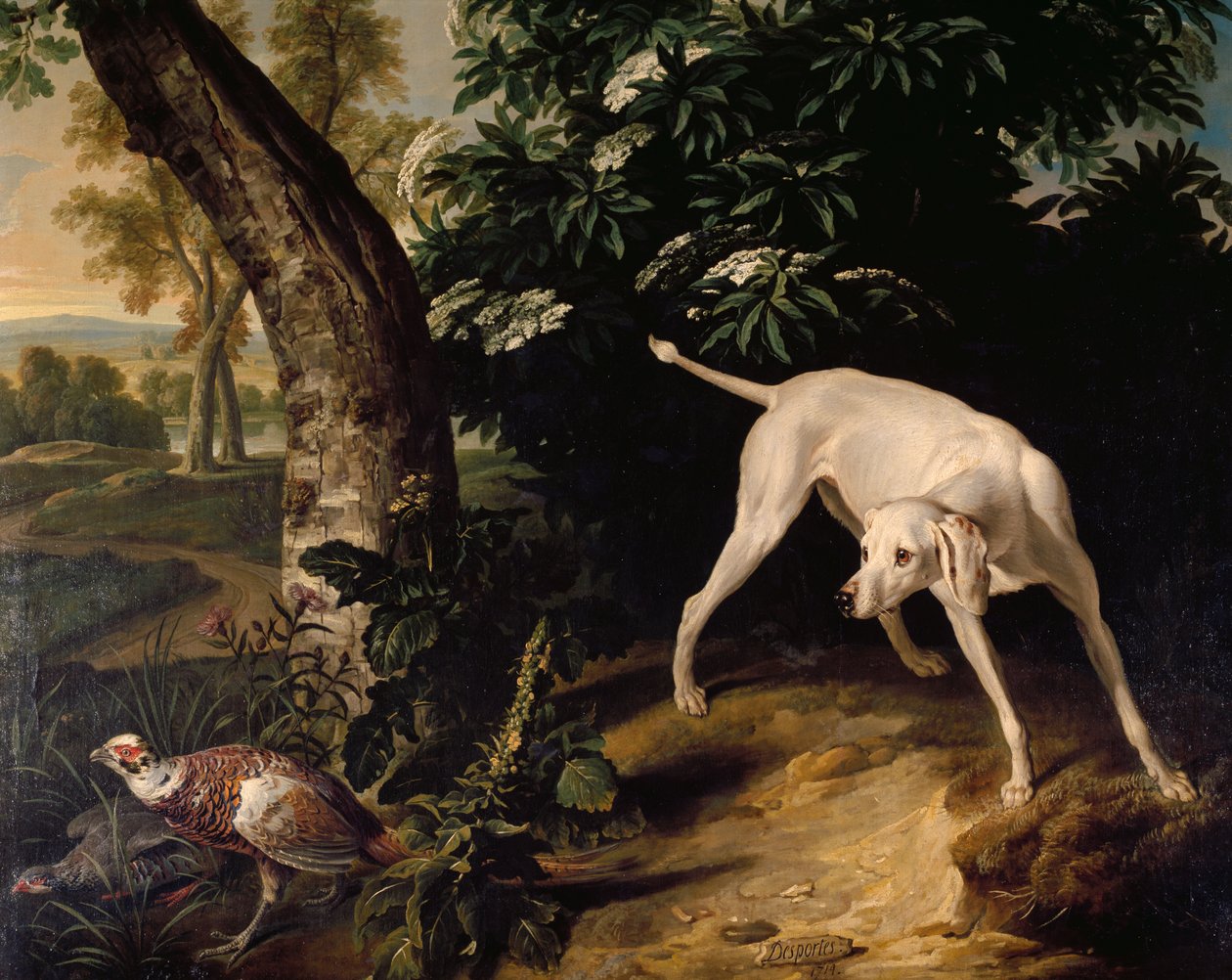 Jaktscene, detalj fra maleri av Alexandre-Francois Desportes (1661-1743), Frankrike av Alexandre Francois Desportes