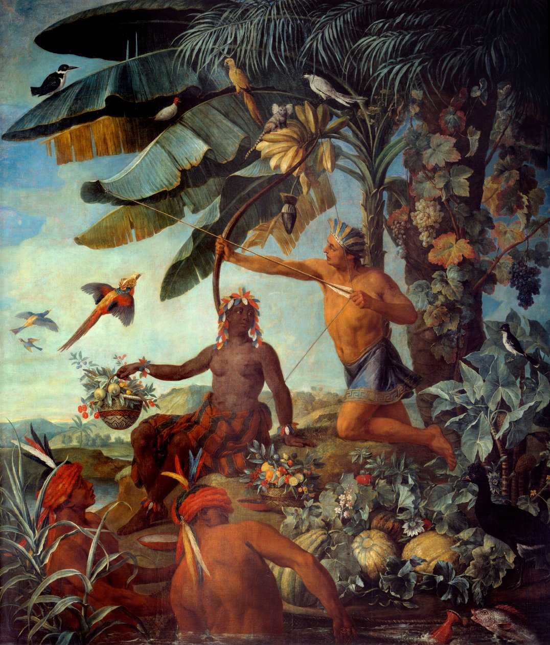 Indiske fiskere og jegere Maleri av Francois Desportes (1661-1743) Søn fra 1700-tallet. 1,73x3,43 m Marseille, musee des Beaux Arts - Den indiske jegeren og fiskeren. Maleri av Francois Desportes (1661-1743) av Alexandre Francois Desportes