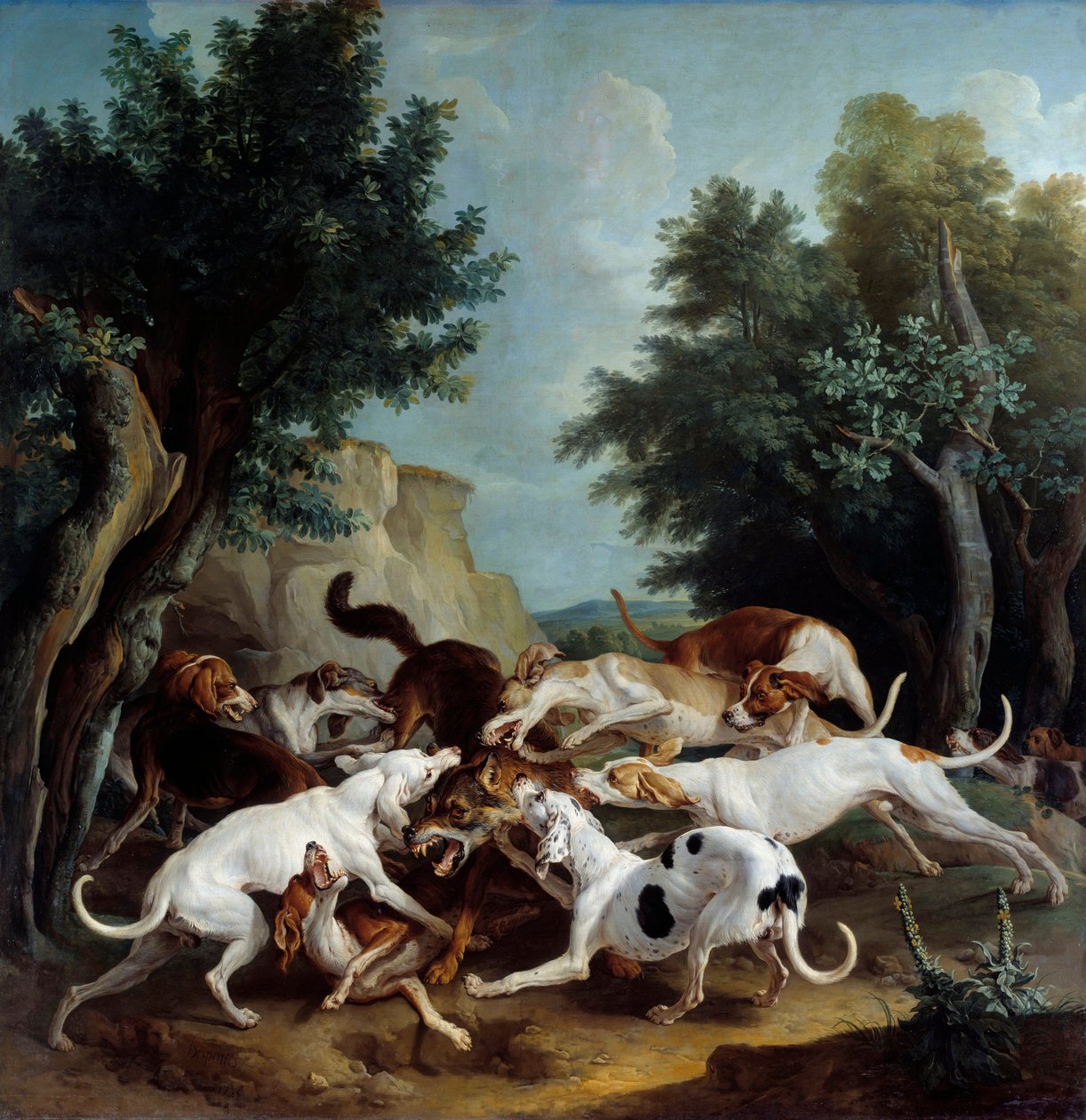 Wolf Hunt-maleri av Francois Desportes (1661-1743) 1725 Søn. 3,36x3,32 m reinsdyr, Musee des Beaux Arts av Alexandre Francois Desportes