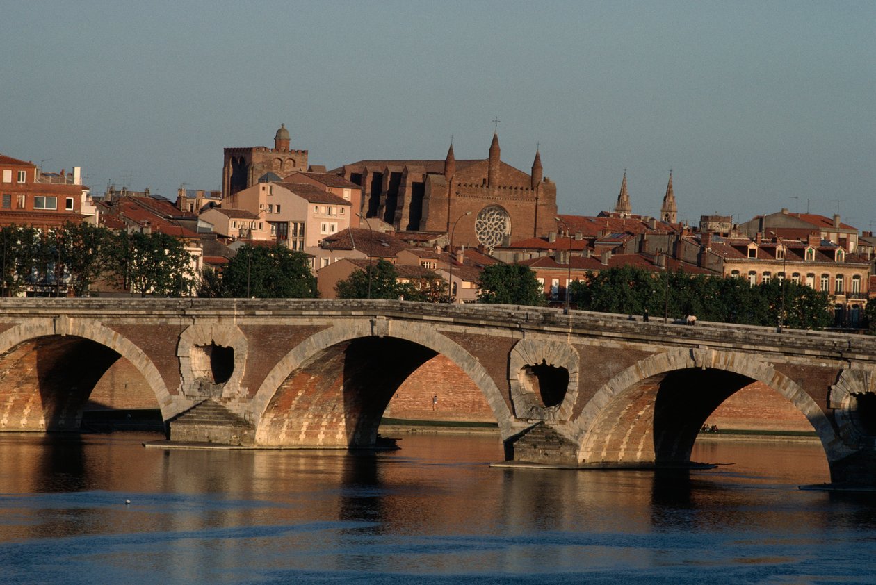 Pont-Neuf over elven Garonne, Toulouse, Midi-Pyrénées, Frankrike av Nicolas Toussaint Charlet