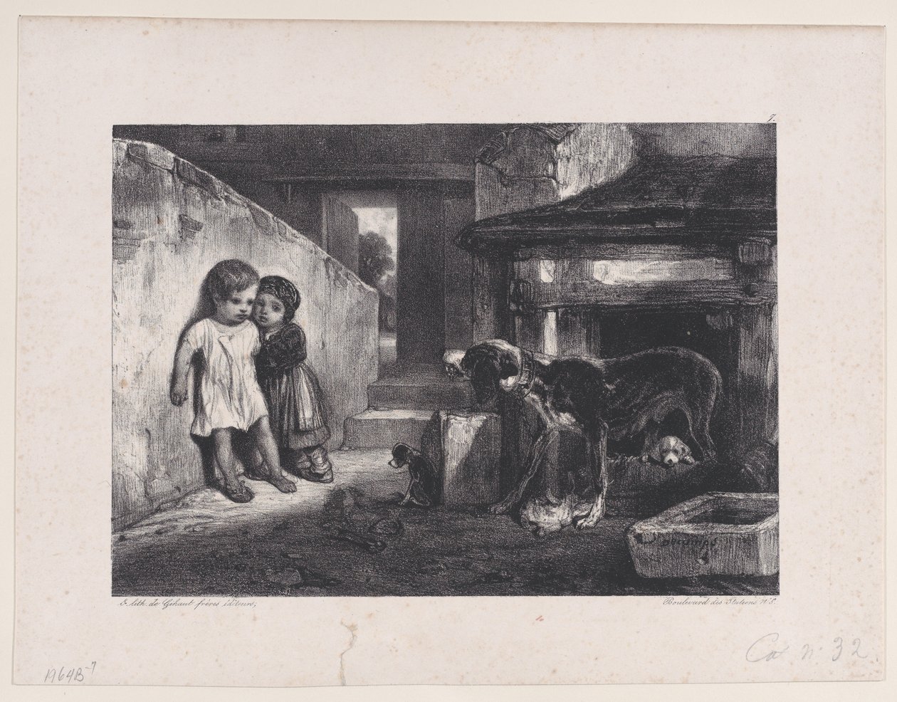 Children Frightened by Snarling Dog, fra serien Hunting Scenes, 1829. av Alexandre Gabriel Decamps