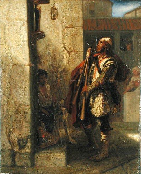 Pifferaro foran en Madonna, 1847 av Alexandre Gabriel Decamps