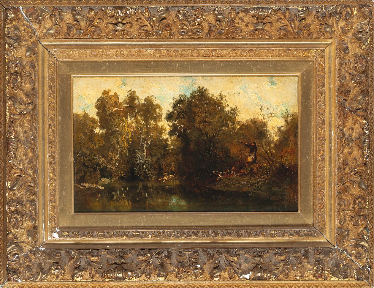 Skyting ved et skogsbasseng av Alexandre Gabriel Decamps