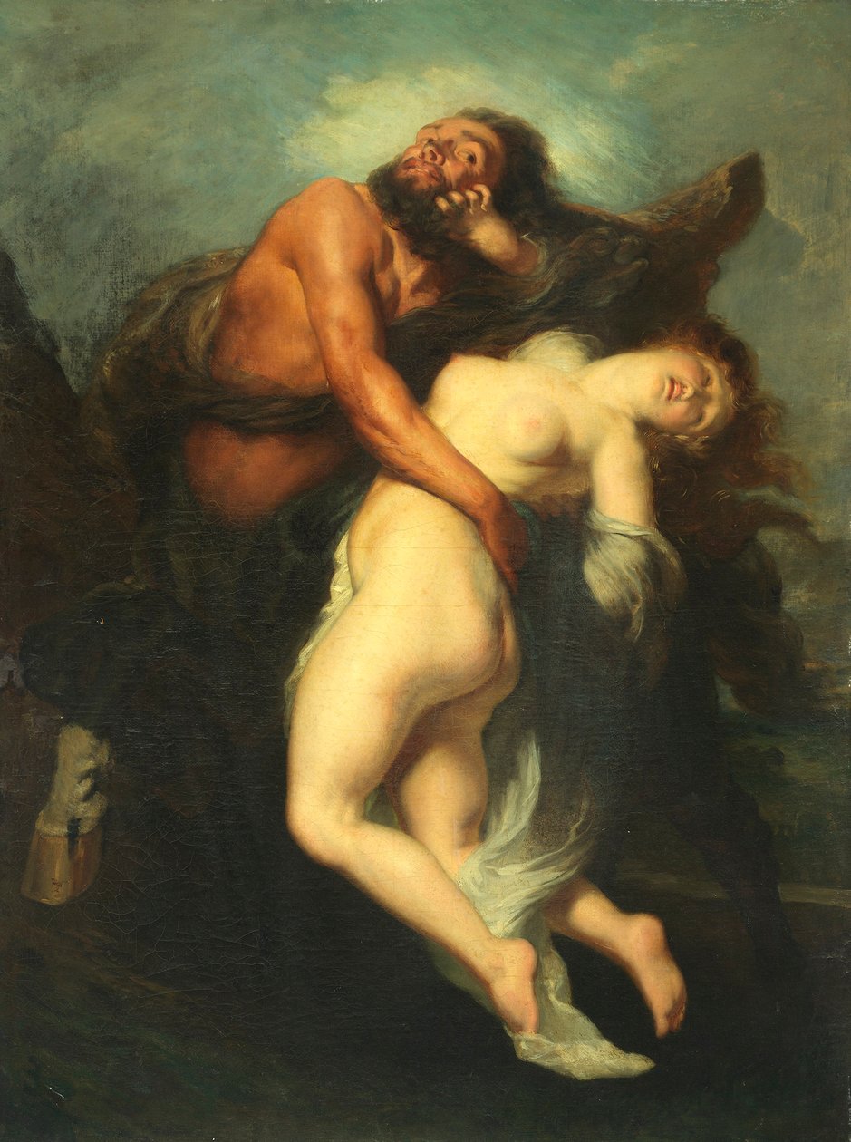 Bortføringen av Deianeira av Kentauren Nessus. av Alexandre Gabriel Decamps