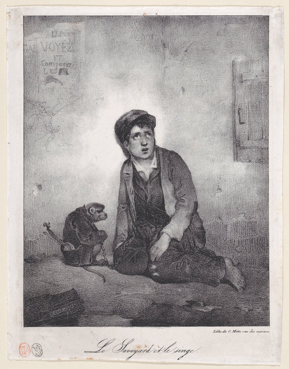 Gutten fra Savoy og apen hans, 1823. av Alexandre Gabriel Decamps