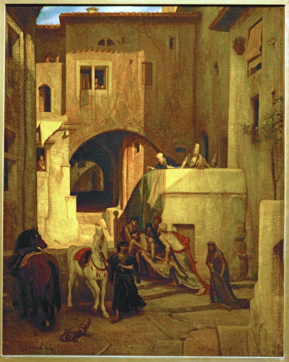 Den barmhjertige samaritan (maleri på lerret) av Alexandre Gabriel Decamps